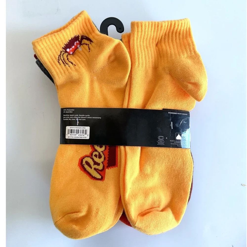 Reese's Halloween Ankle Socks 10 Pair Pack Shoe Size 6-12 Orange Brown Pumpkin